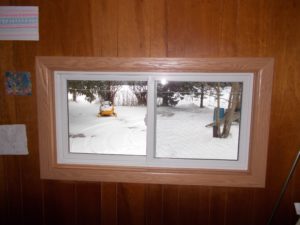 Sliding window with snowy view